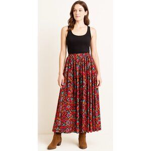 Vintage 90’s Liza Lynn Aztec Southwest Print Pull-On Tiered Maxi Skirt SZ Large